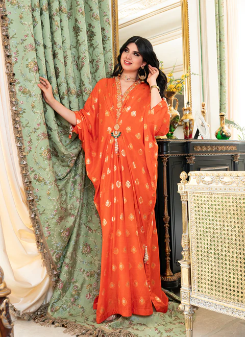 Chanderi Hand-Embroidered Kaftan images