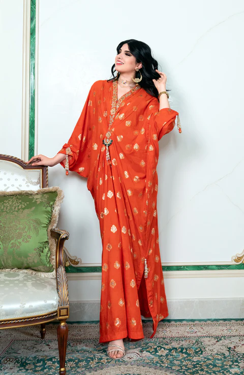 Chanderi Hand-Embroidered Kaftan